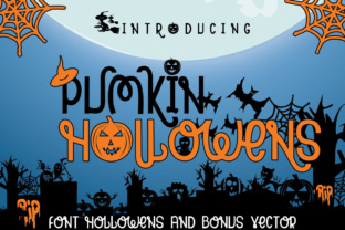 Pumpkin Hollowens: A Spooky Display Font with Bonus Vectors